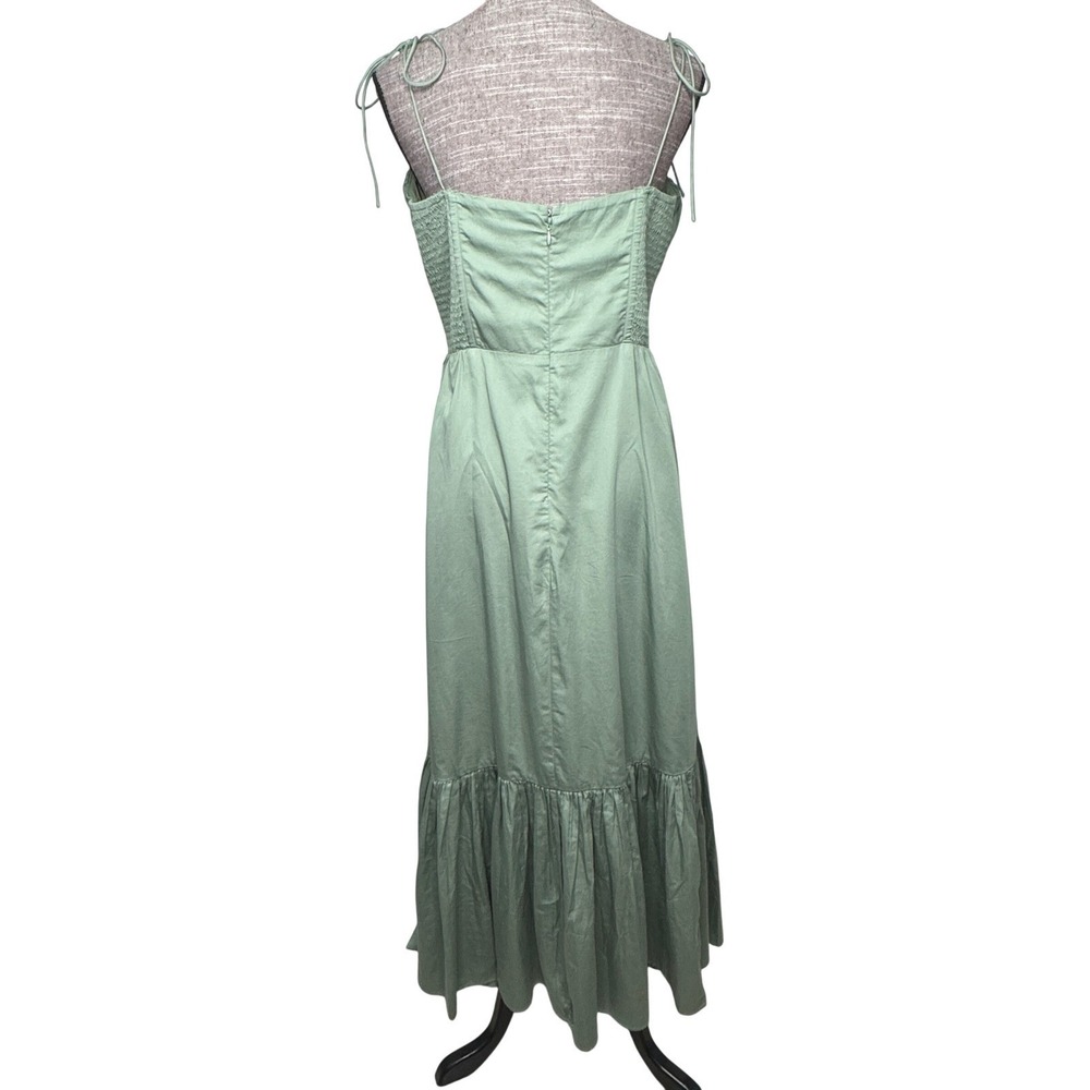 Abercrombie & Fitch Dress Womens XL Green Maxi Tie Strap Tiered Summer Sundress - Picture 6 of 11